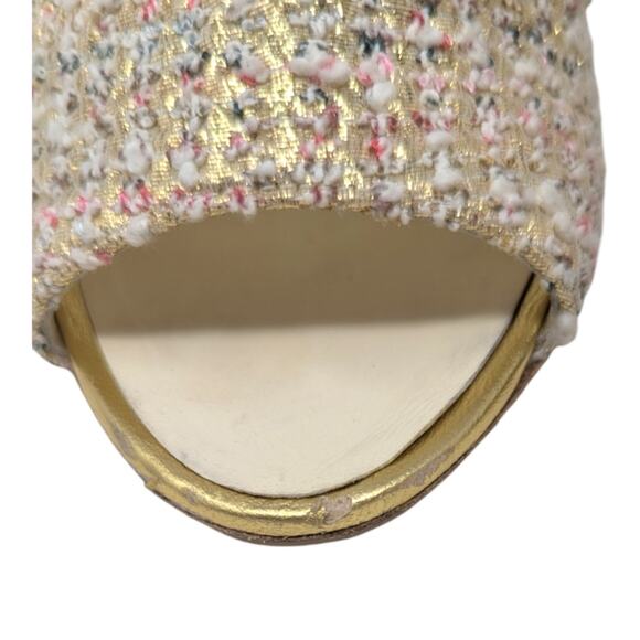 Chanel 2018 Mules Metallic Tweed Interlocking CC Logo Slide Neutral 37.5 - Picture 8 of 14